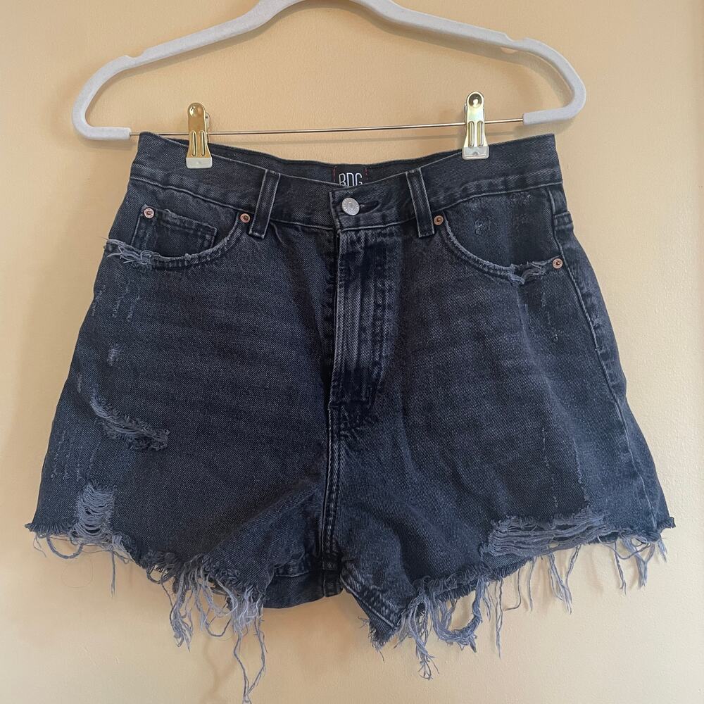 Urban Outfitters BDG A-Line Cutoff Denim Short in Washed Black Sz 30 Distressed